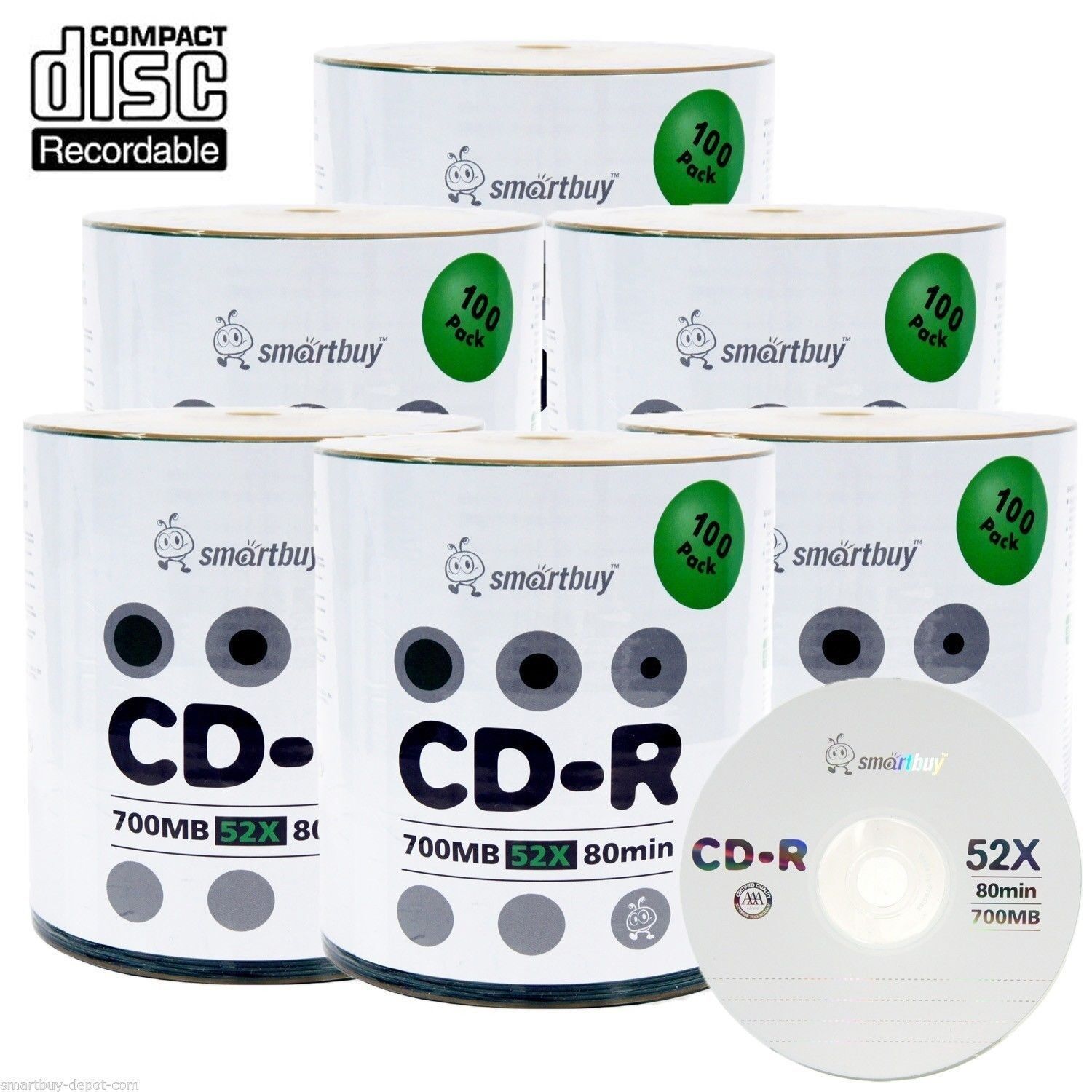 600 Smartbuy CD-R CDR 52X 700MB/80Min Logo Top Blank Media Data Recordable Disc