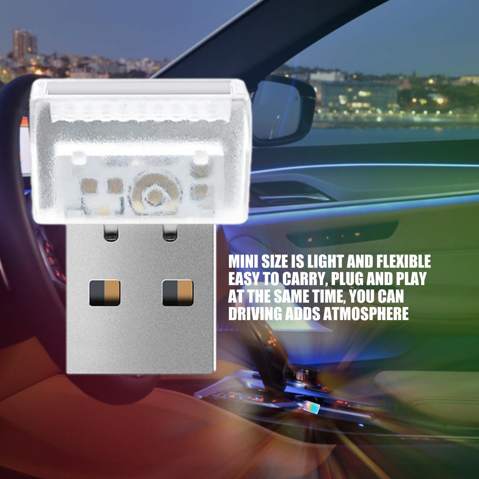 7 Color Mini USB LED Car Light Interior Mood Neon Atmosphere Ambient Lamp