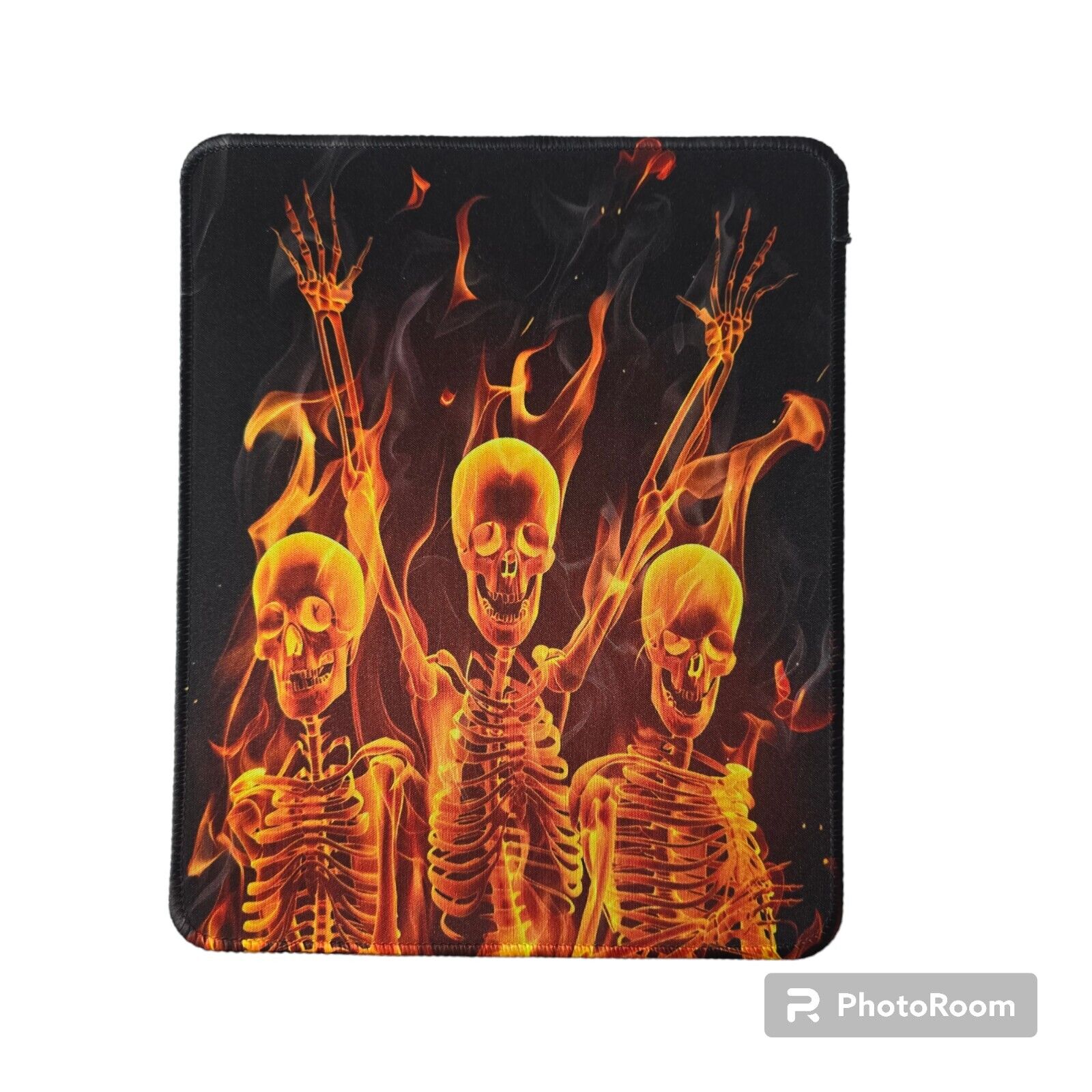 Computer Desk Mouse Pad Flaming Skeletons Dancing Fire Skulls Punk Goth