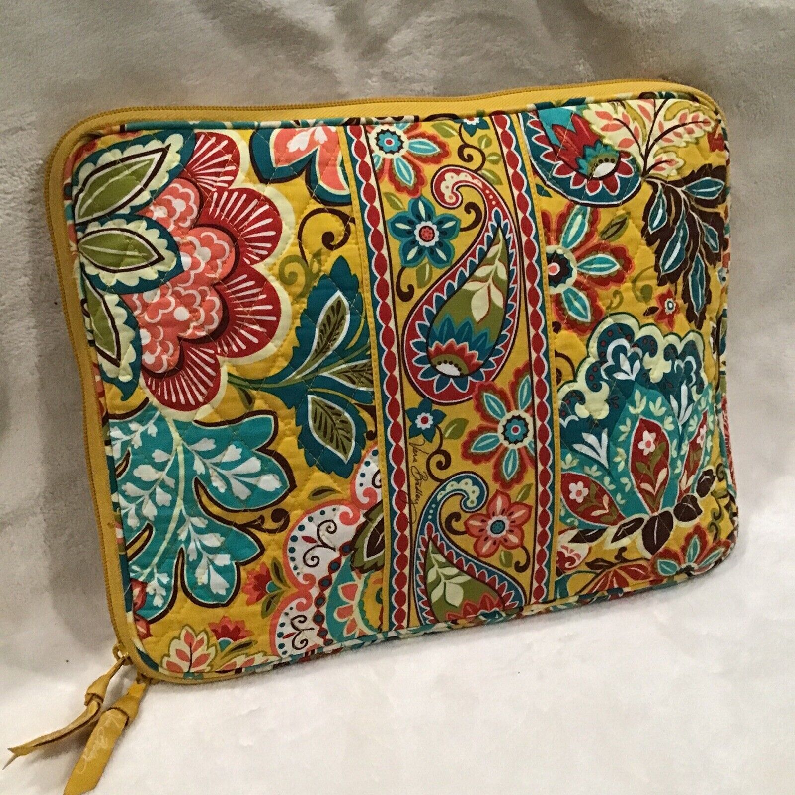 Vera Bradley Tablet Laptop Cover Provencial Yellow Floral Paisley NWOT 