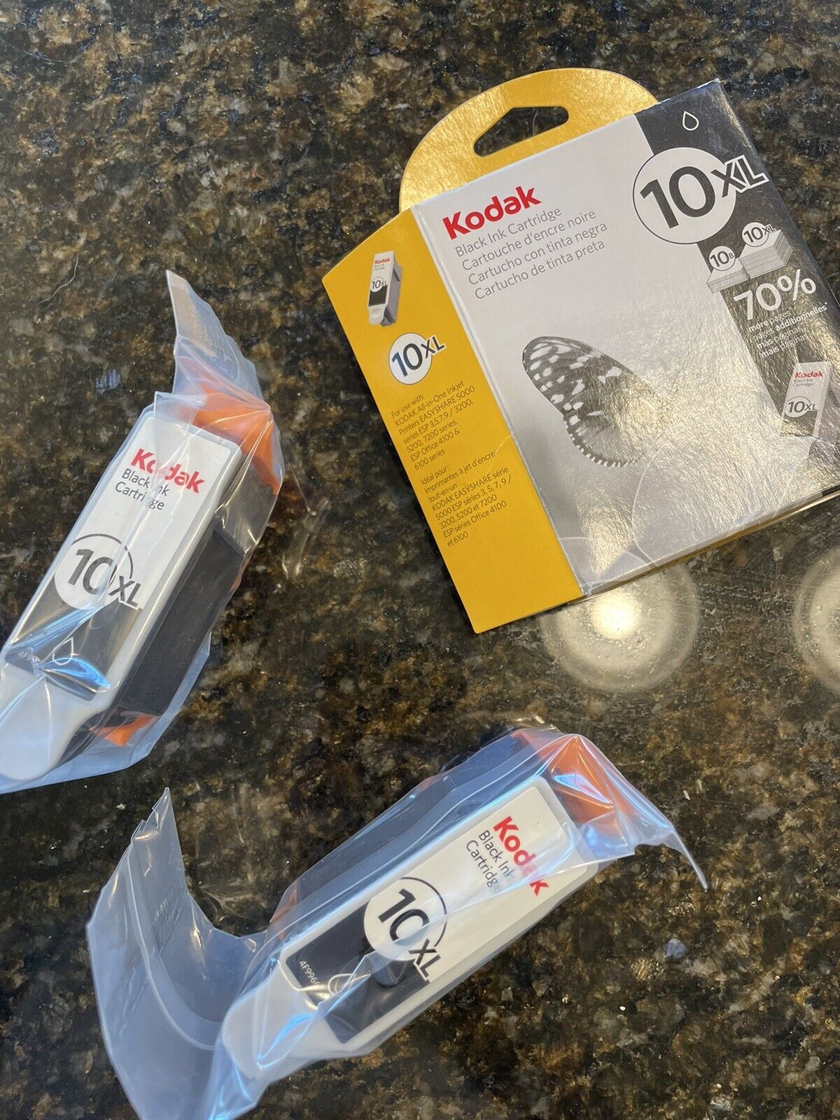 2x New Genuine Kodak 10 XL Black Printer Ink Cartridges CAT# 8237216
