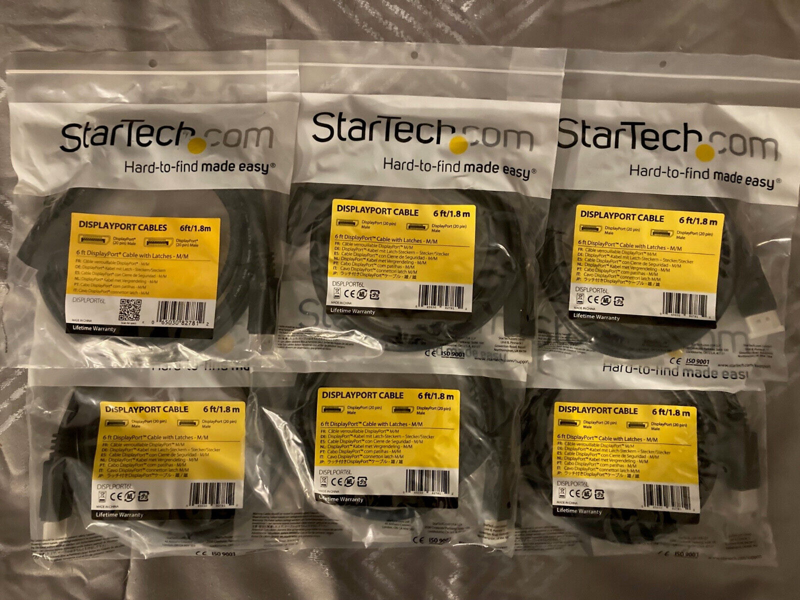 LOT OF 6 - StarTech DISPLPORT6L 6FT DisplayPort M/M Cable with Latches