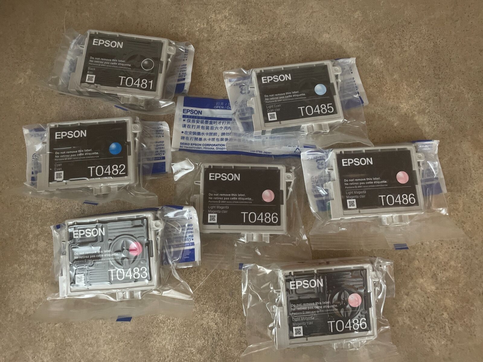 LOT OF 7 GENUINE EPSON 48 INK T0481 T0482, T0483, T0484, T0485, T0486 W1-1
