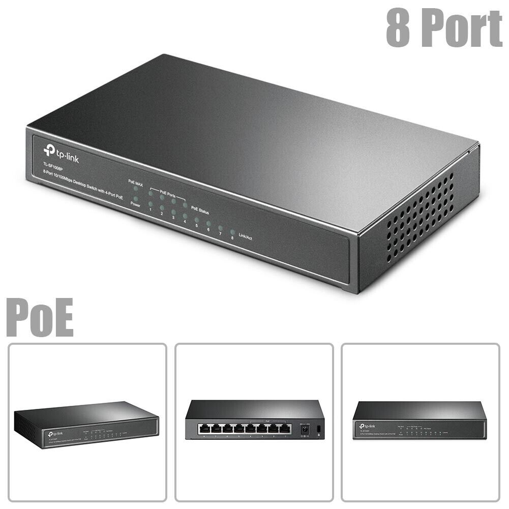 8-Port 10/100Mbps Ethernet LAN Network Desktop Switch POE PC Laptop