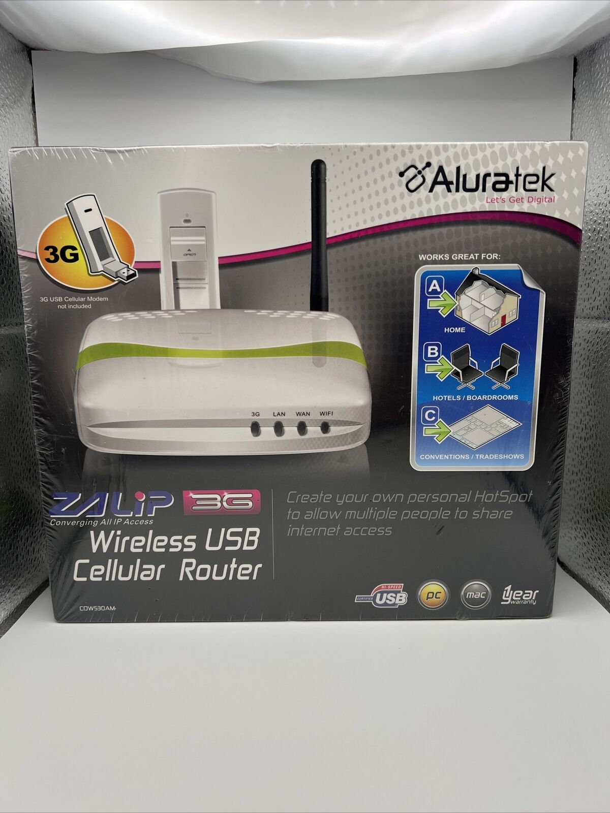 Aluratek 3G  Wireless USB Cellular Router-Sealed, NIB
