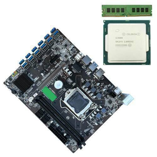 B250C BTC 12x USB3.0 to PCI-E 16X Pro Mining Motherboard CPU LGA1151 DDR4 Set