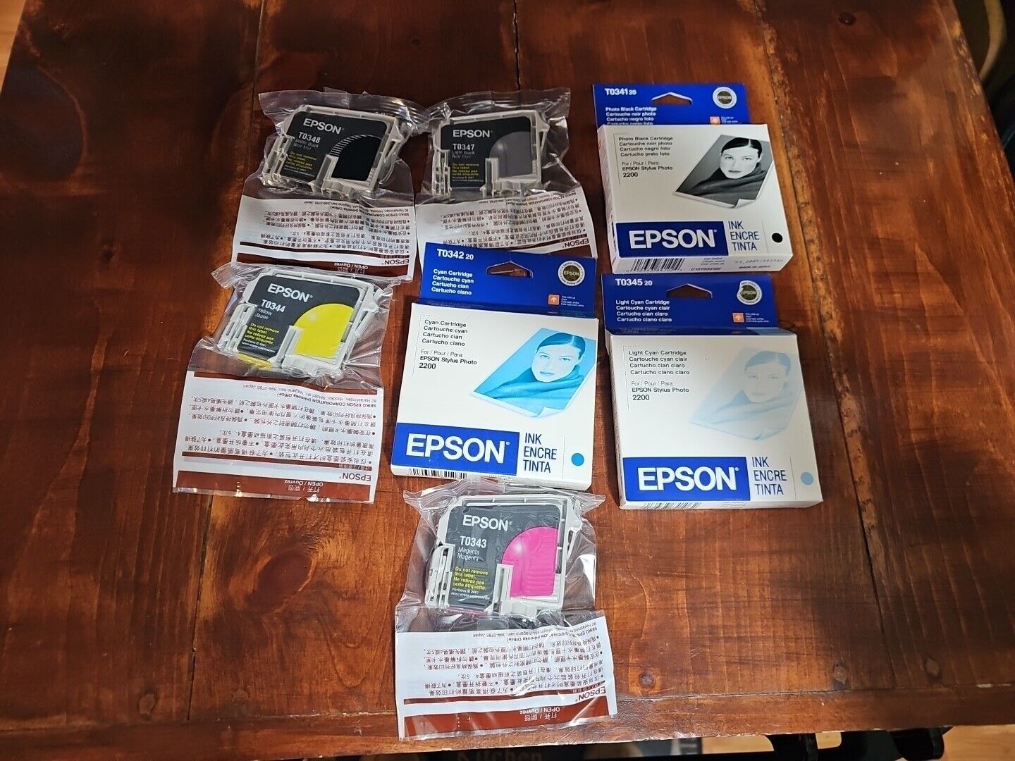 SET OF 7 Epson Stylus  Photo 2200 Ink Cartridges T034 Factory Sealed Expired