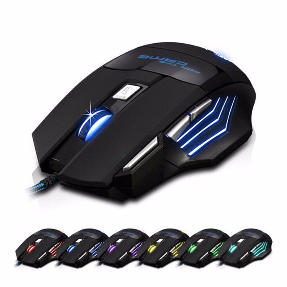 5500 DPI Gaming Mouse 7 Button USB Wired LED Breathing Fire Button Laptop PC