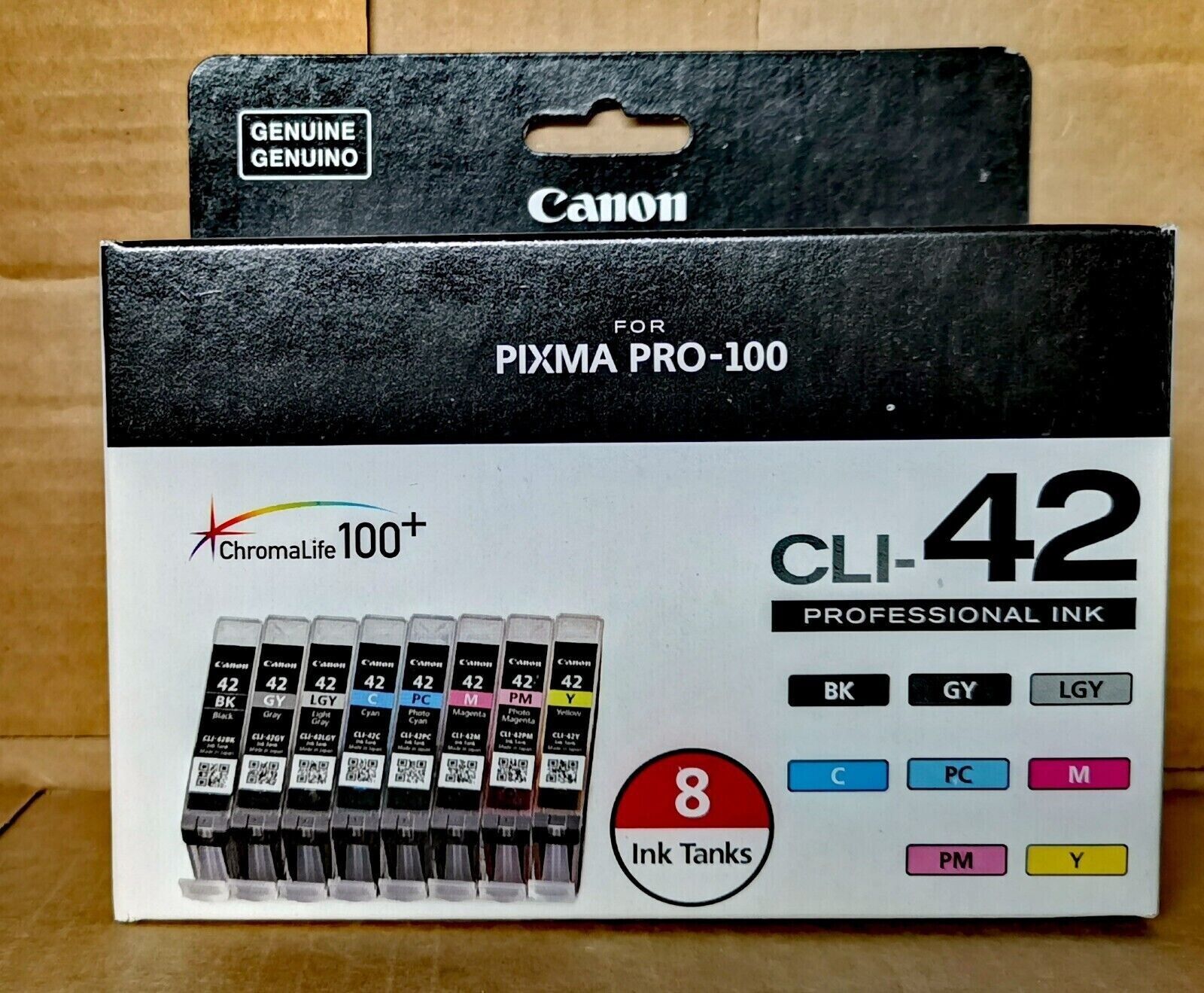 New Retail Genuine Canon CLI-42 6385B007 8 Pack Color Ink Cartridges for Pro-100