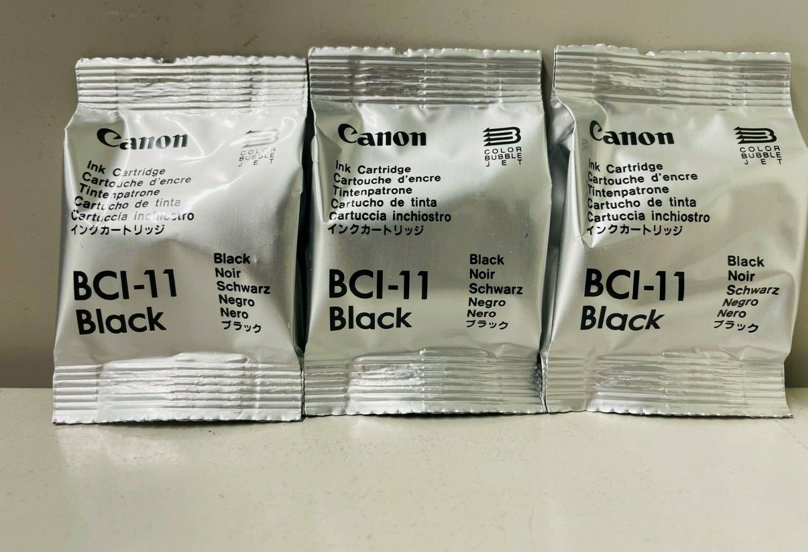 New Genuine Canon BCI-11 Black 3PK Ink Cartridges, BJC-50 Color Ptr, BAG