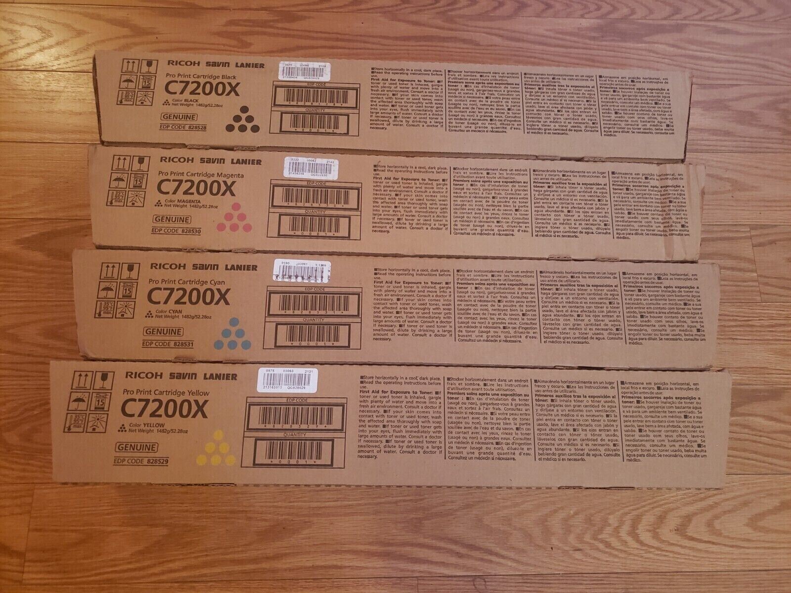 Set of 4 New Genuine Ricoh Toner Pro C7200x 828528  828529  828530  828531