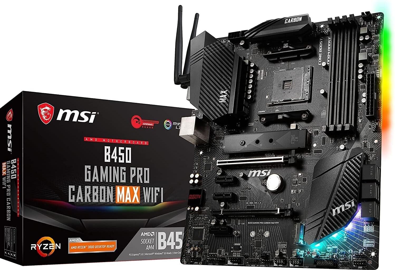 (Factory Refurbished) MSI B450 GAMING PRO CARBON MAX WIFI AM4 AMD Motherboard