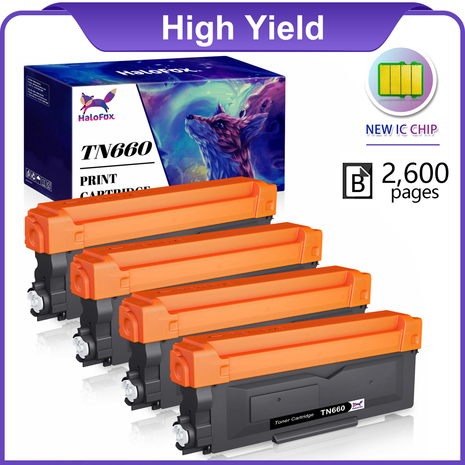 4 High Yield TN660 Toner Cartridge For Brother MFC-L2700D DCP-L2540DW TN630