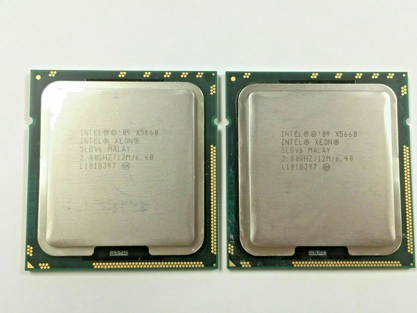 MATCHED PAIR Intel Xeon Processor CPU SLBV6 X5660 12M Cache 2.8 GHz 6.4GT/s 95w