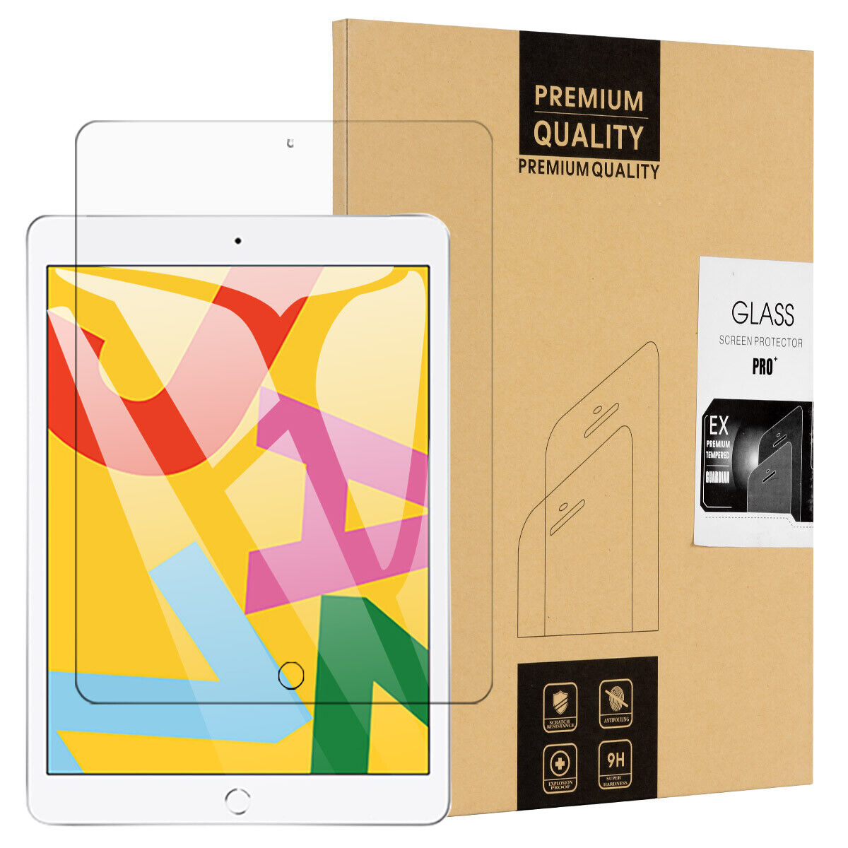 For Apple iPad 7 | iPad 6 | iPad 5 [Tough] Glass Screen Film, LCD & Bubble-Free