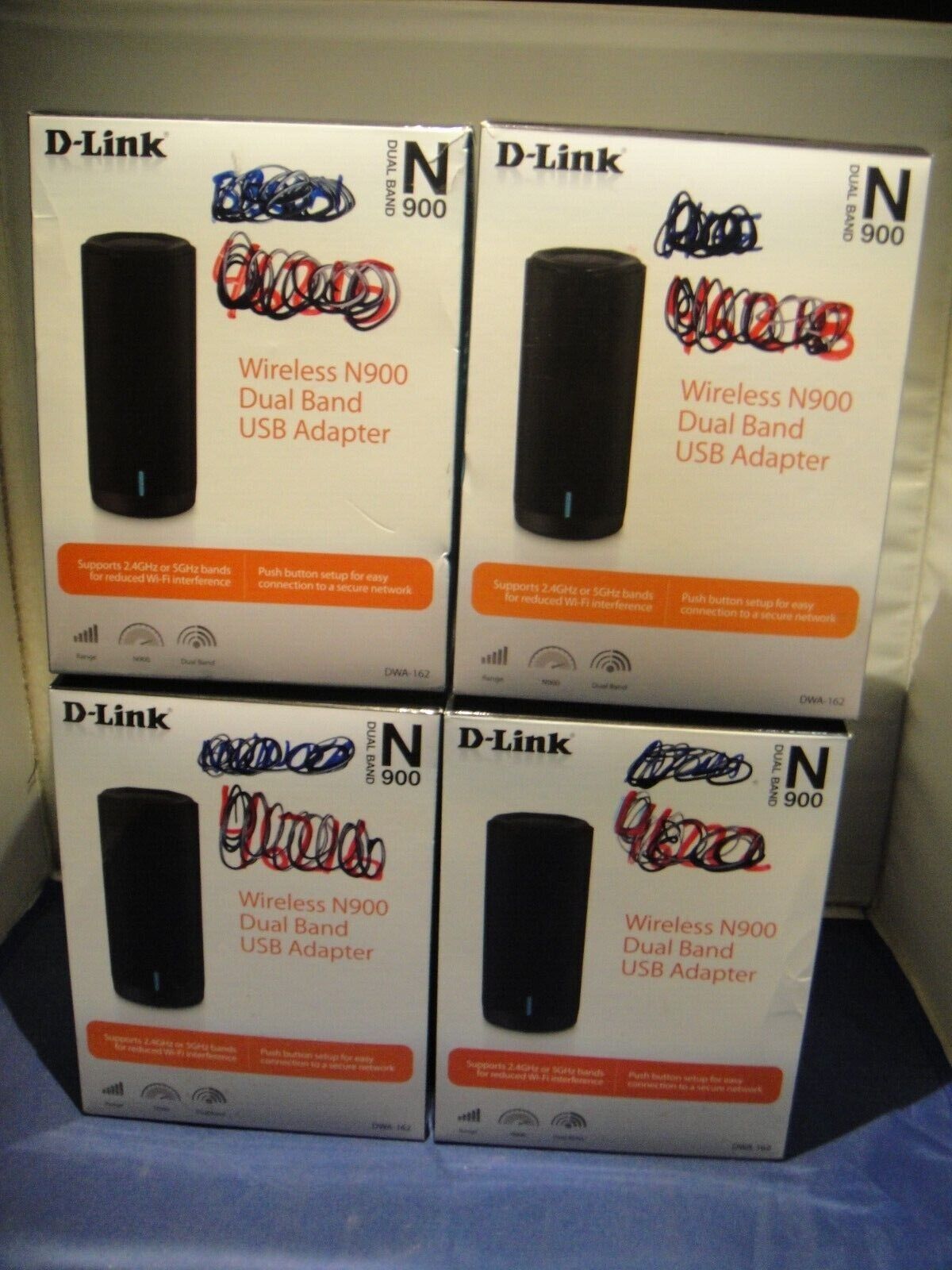 LOT OF 4: D-LINK WIRELESS DUAL BAND N-900 Mbps USB Wi-Fi NETWORK ADAPTER DWA-162