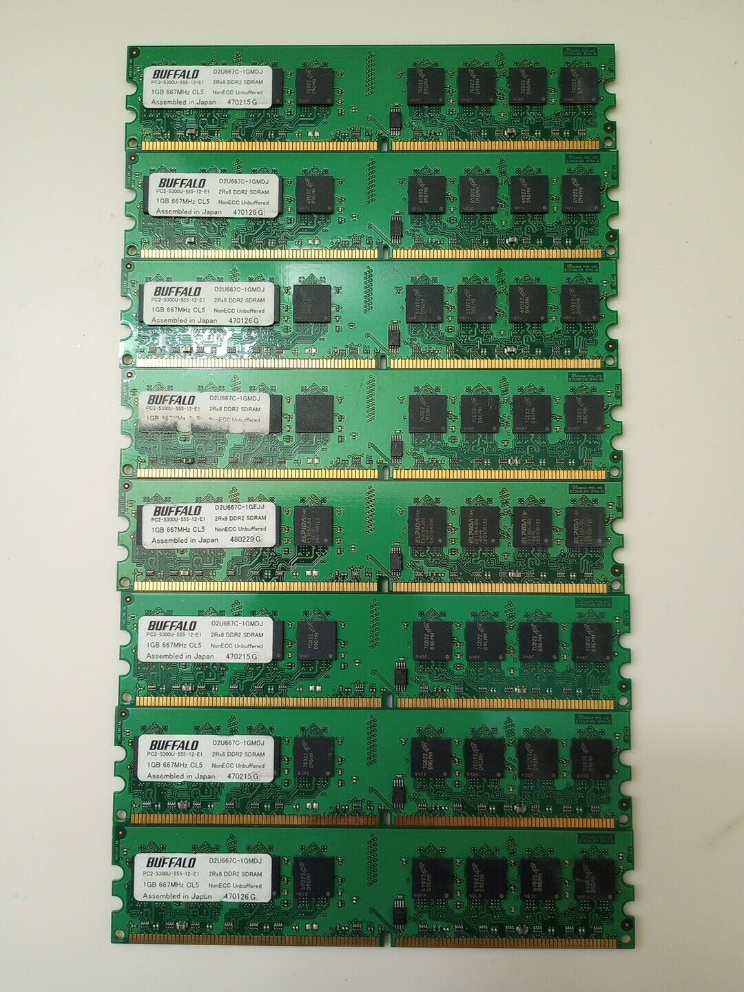 8GB 8x1GB PC2-5300 BUFFALO D2U667C-1GEJJ DDR2-667 DESKTOP RAM MEMORY KIT DIMM