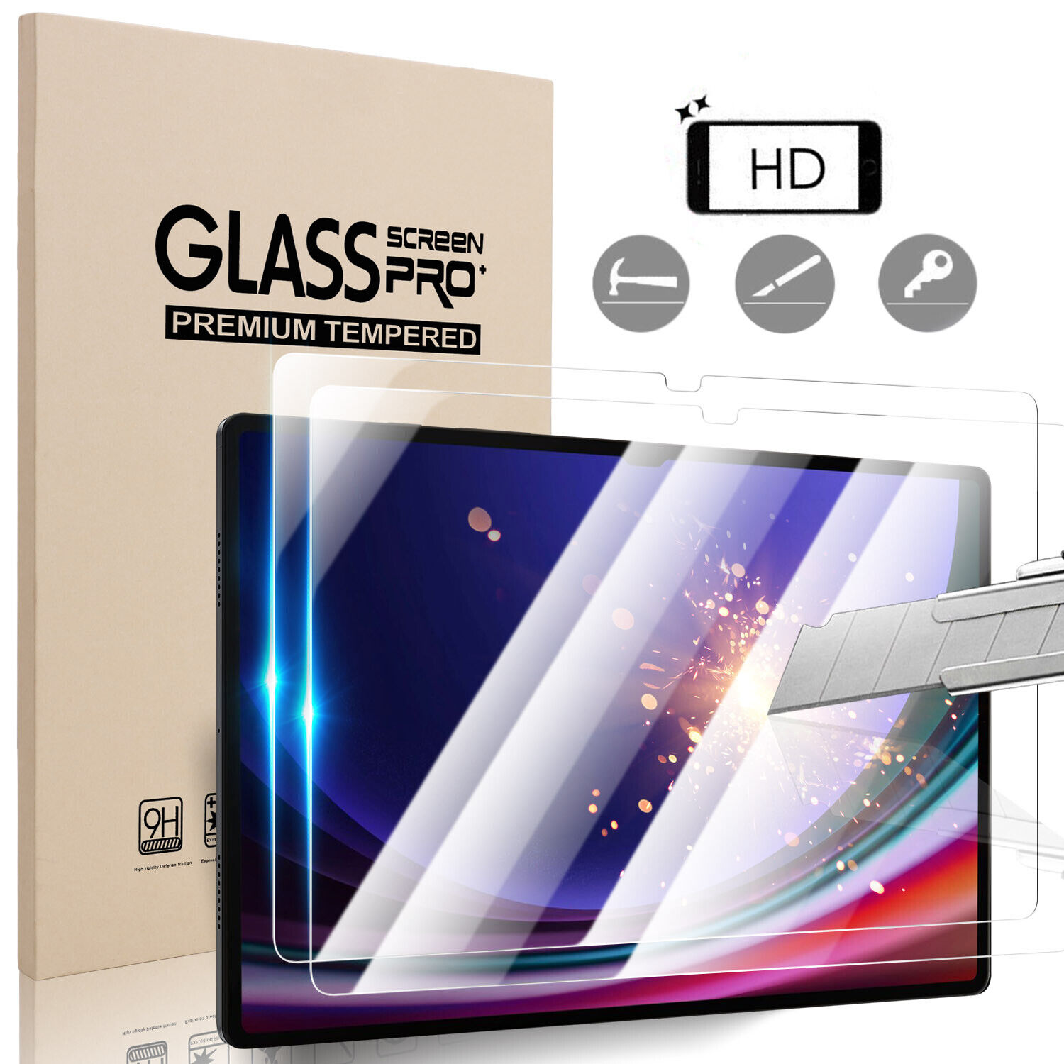 For Samsung Galaxy Tab S9 Ultra Plus S9 FE+ Tempered Glass Screen Protector Film