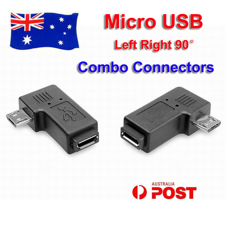 2x Micro USB Male to Female 90° 270° Angle Plug Converter Data Sync Power Charge