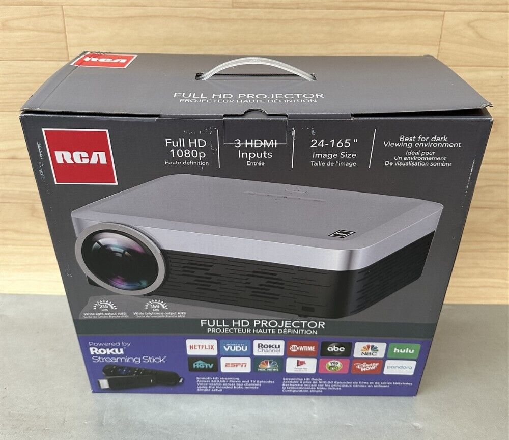 RCA 1080p Full HD Home Theater Projector with Roku Streaming Stick RPJ138