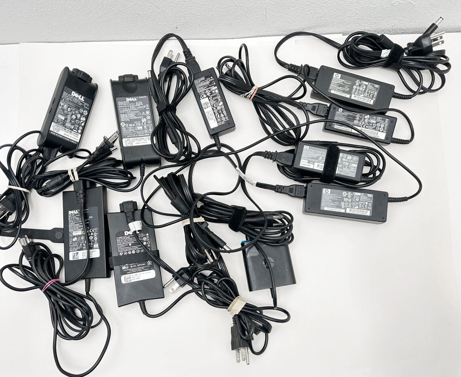LOT OF 10 Various Dell & HP Laptop Chargers 19V, 19.5V OEM Power Supply Adapters
