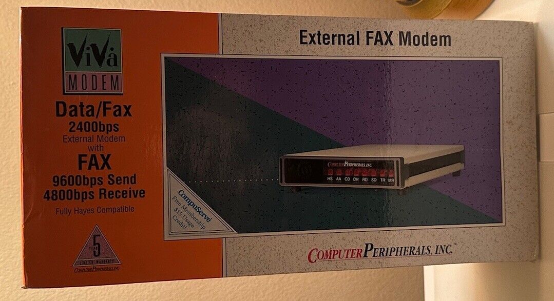 New ViVa External Fax Modem NOS Send Receive 2400bps Computer Peripherals Inc
