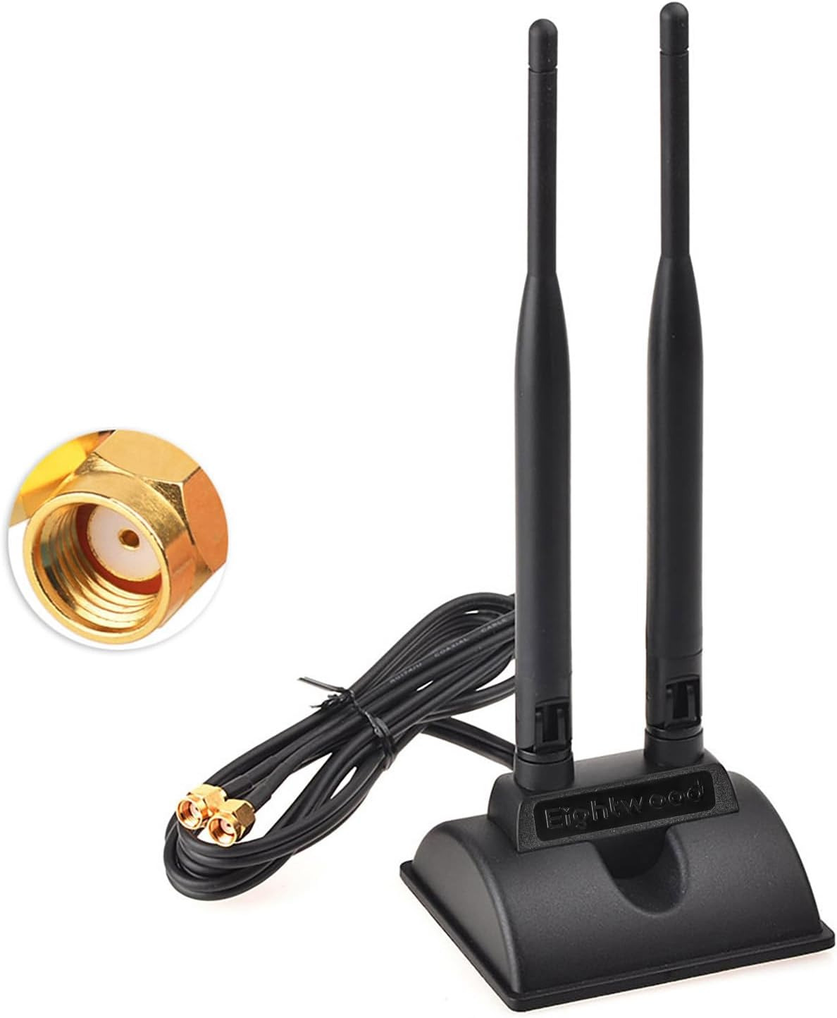 Eightwood Wifi Antenna with RP-SMA Male Connector, 2.4Ghz 5Ghz Dual Band Antenna