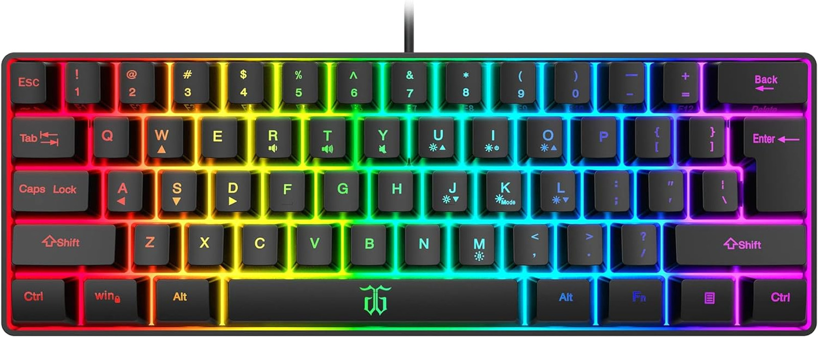 60% Wired Gaming Keyboard, RGB Backlit Ultra-Compact Mini Keyboard Ergonomic Des