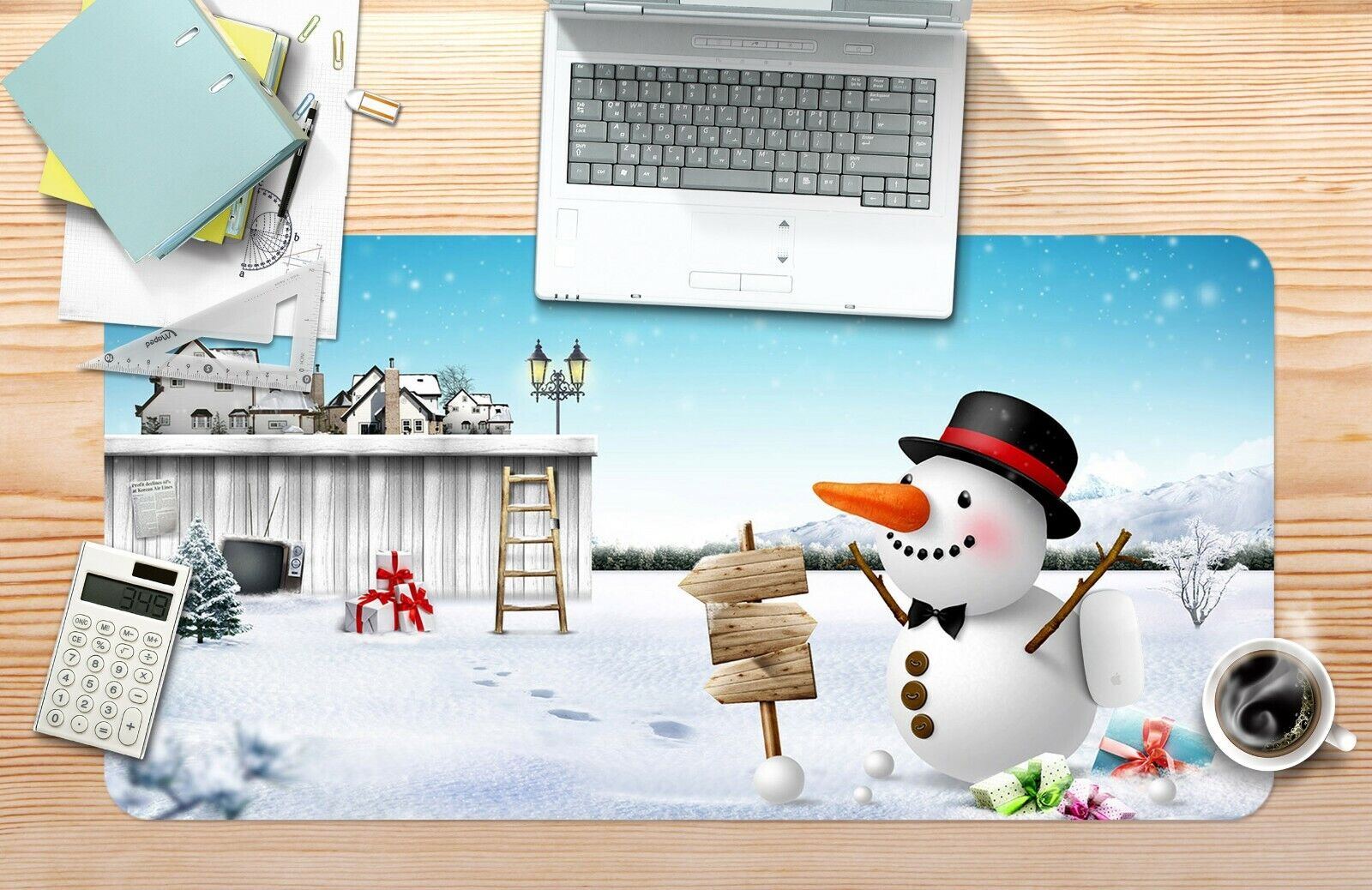 3D Snowman Gift 08 Christmas Non-slip Office Desk Mat Keyboard Pad Game Zoe