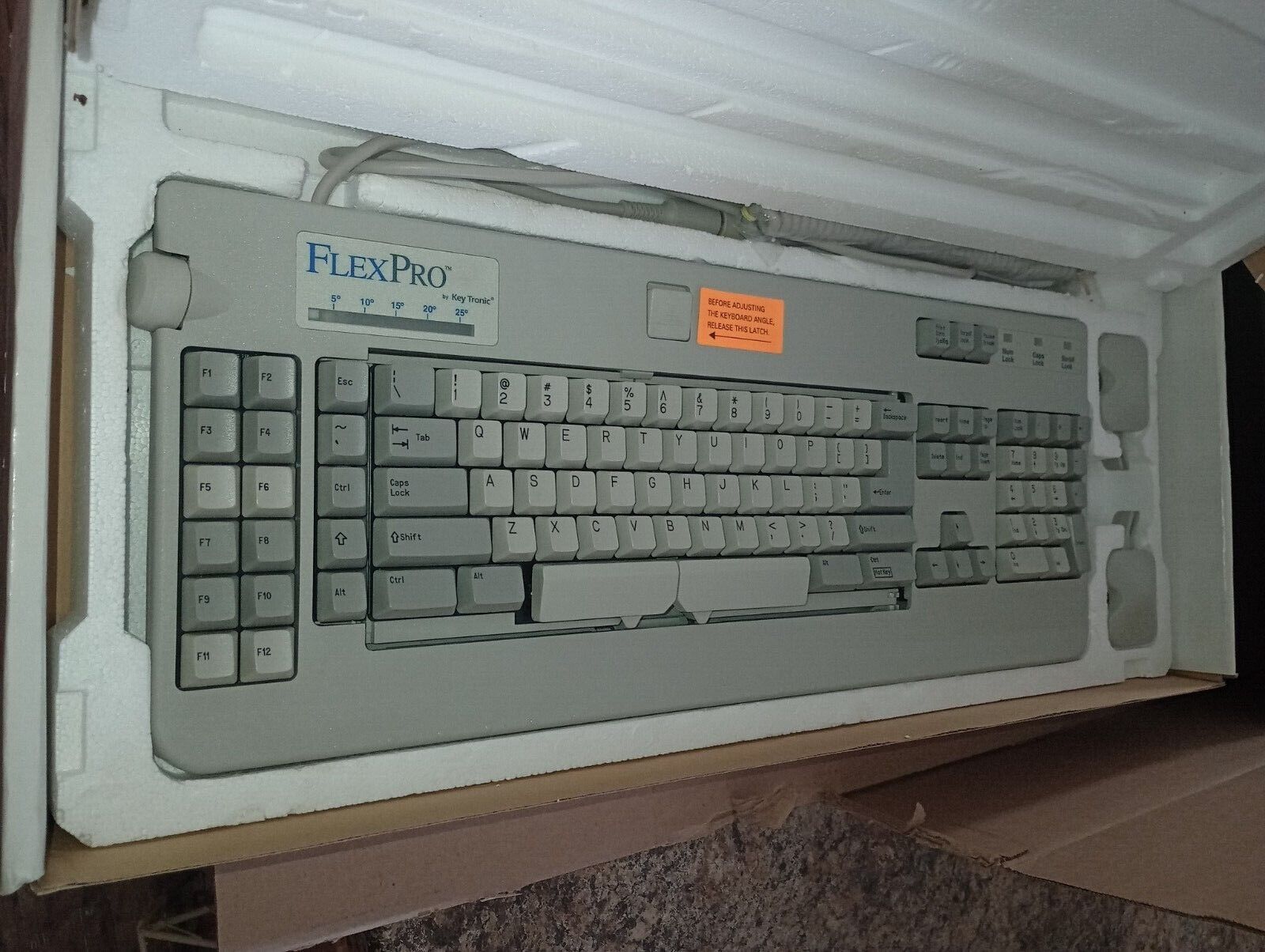 Vintage Key Tronic FlexPro Ergo Ergonomic Tilt Keyboard New. 
