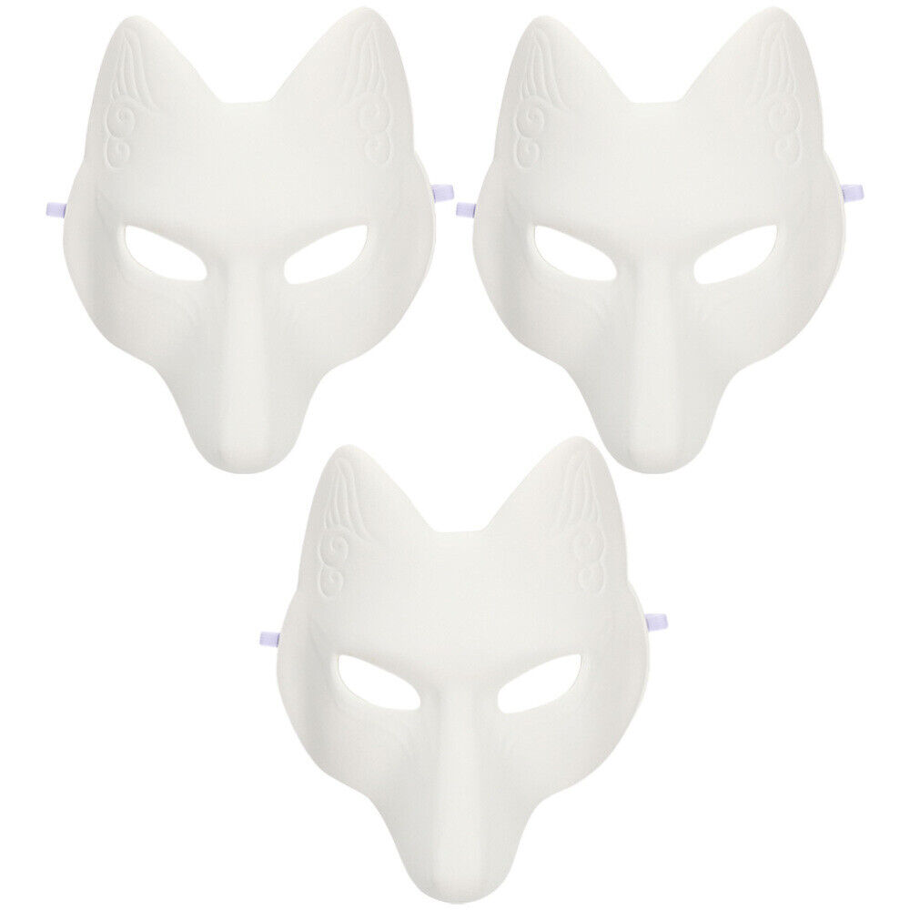  3pcs DIY Masks Blank Fox Masks DIY Blank Masks Cosplay Party DIY Masks