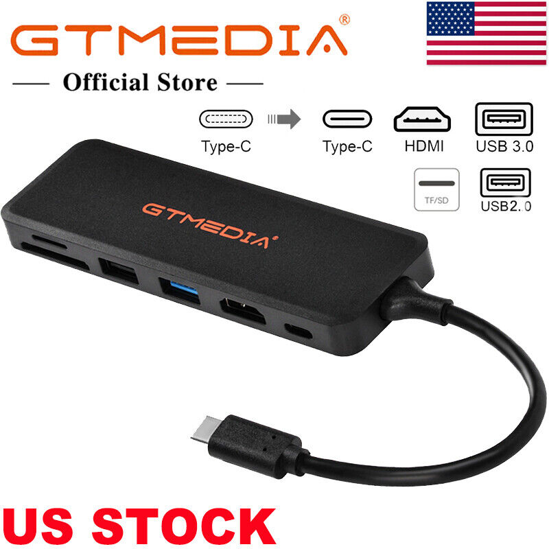 US New GTMEDIA C06 6 in 1 Multiport USB-C Hub Type C To USB 3.0 4K HDMI Adapter 