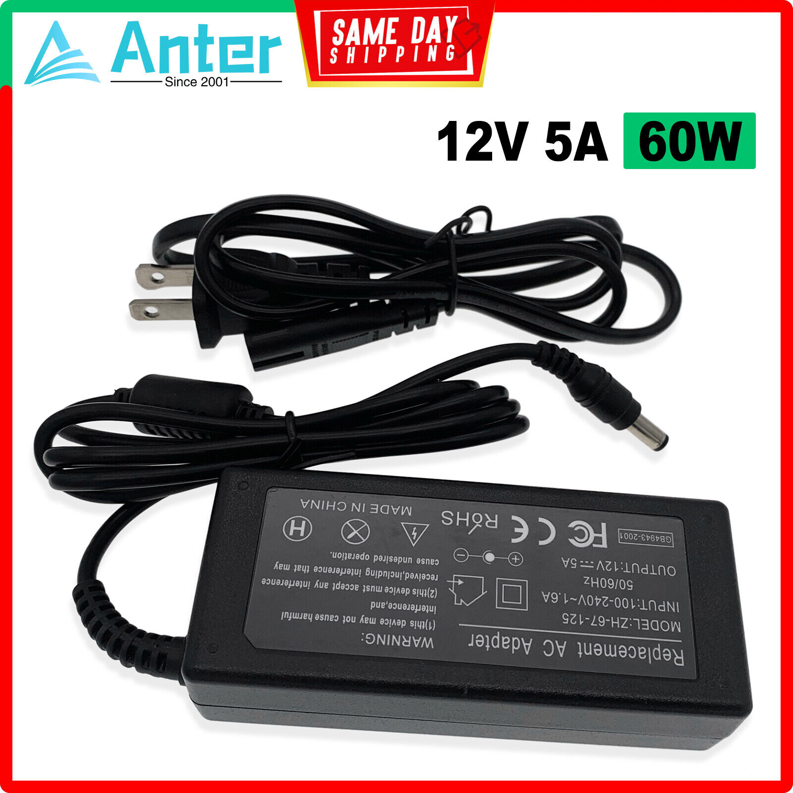 AC Adapter For Acer Nitro ED240Q XZ270 LCD Gaming Monitor Charger Power Cord 12V