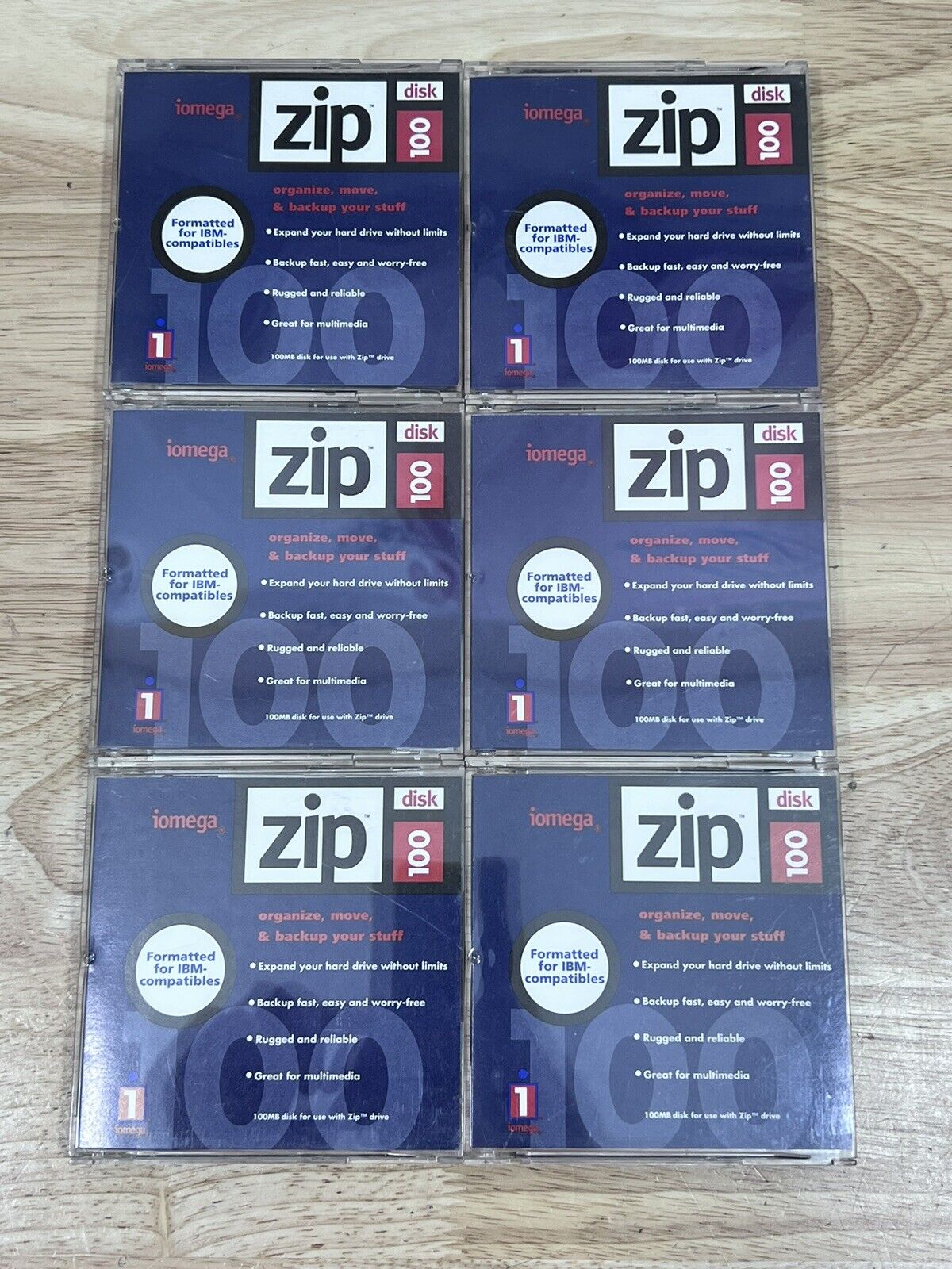 Lot of 6 - iOmega Zip Disk 100MB Capacity Mixed Disks Vintage 1994 Preowned