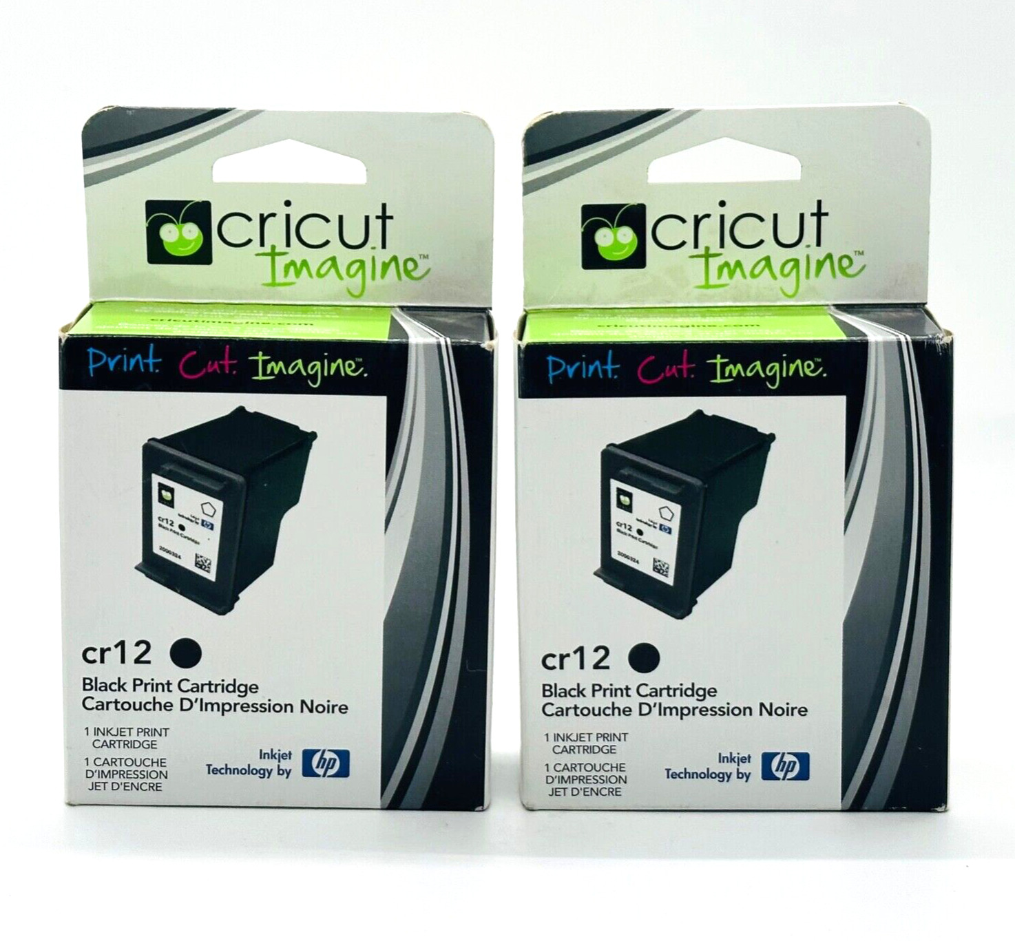 2-Pack Cricut Imagine HP CR12 CR 12 Black Ink Print Cartridge Expired NOS