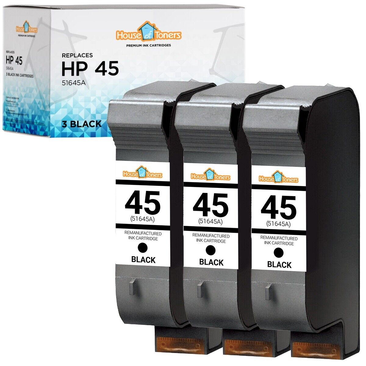 3PK for HP 45 Black 51645A for HP 45 for HP-45 for HP45 Deskjet 1000