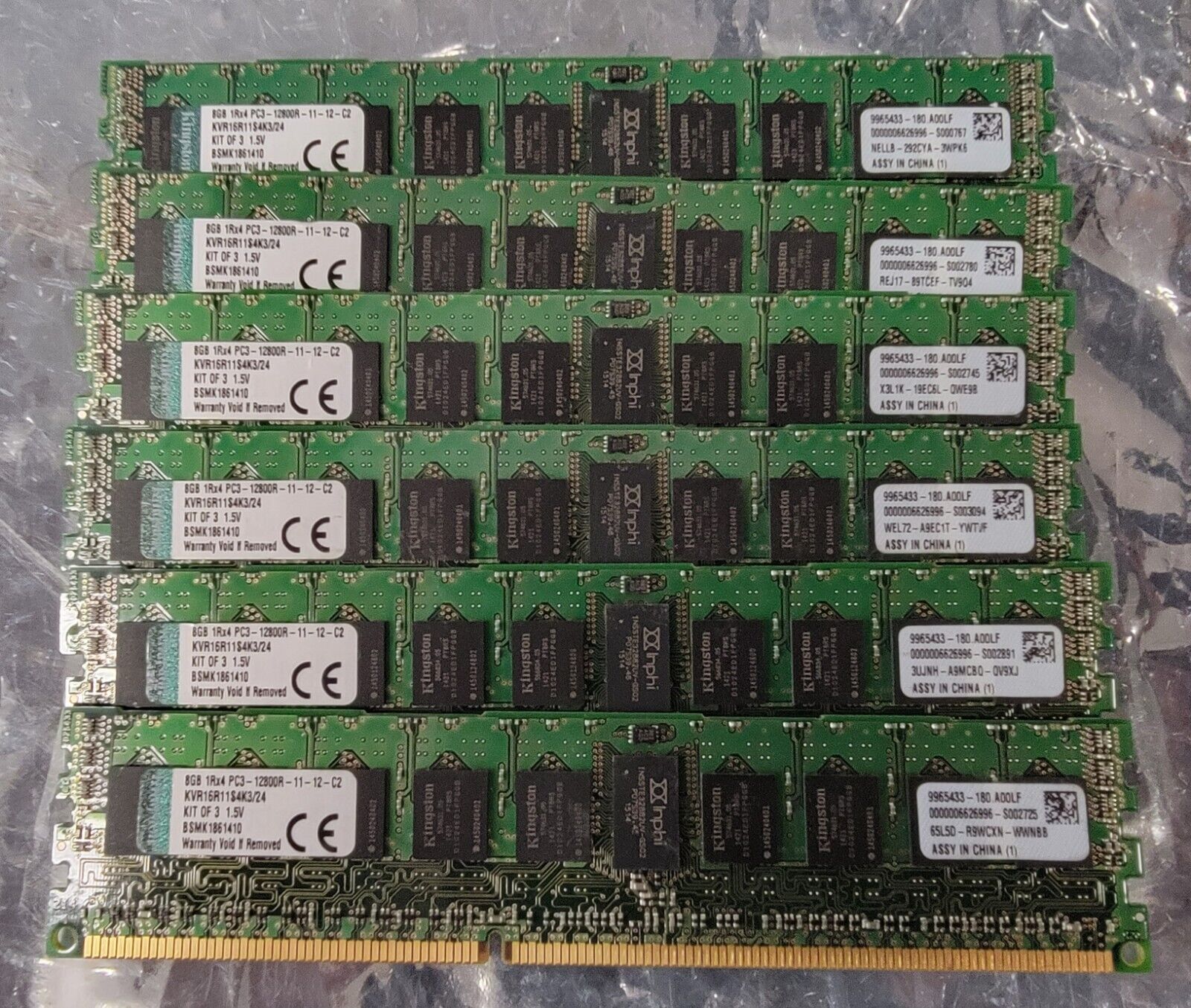 48GB (6x8GB) Kingston 1Rx4 PC3-12800R DDR3-1600MHz ECC REG RAM