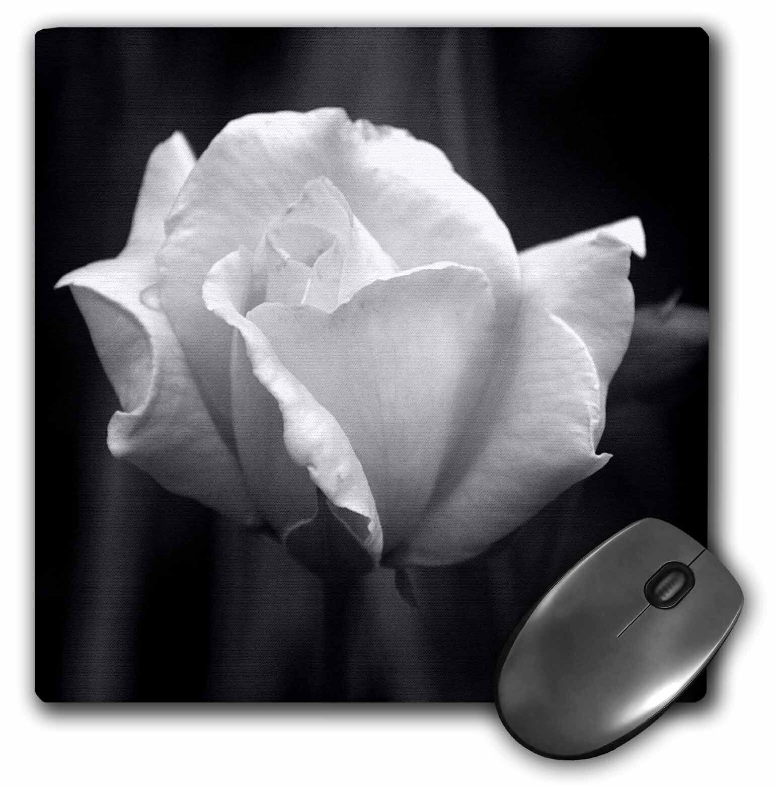 3dRose Black and White Single Rose MousePad