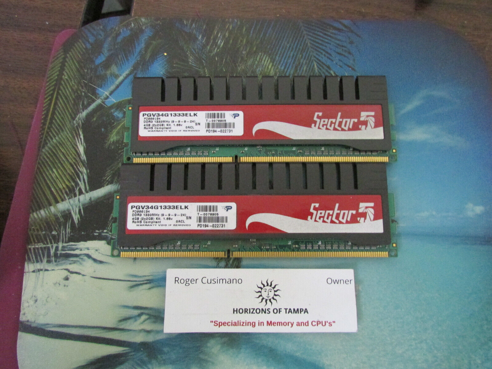 Pair of Patriot Sector 5 4GB (2x2GB) DDR3 1333Mhz RAM Kit - PGV34G1333ELK