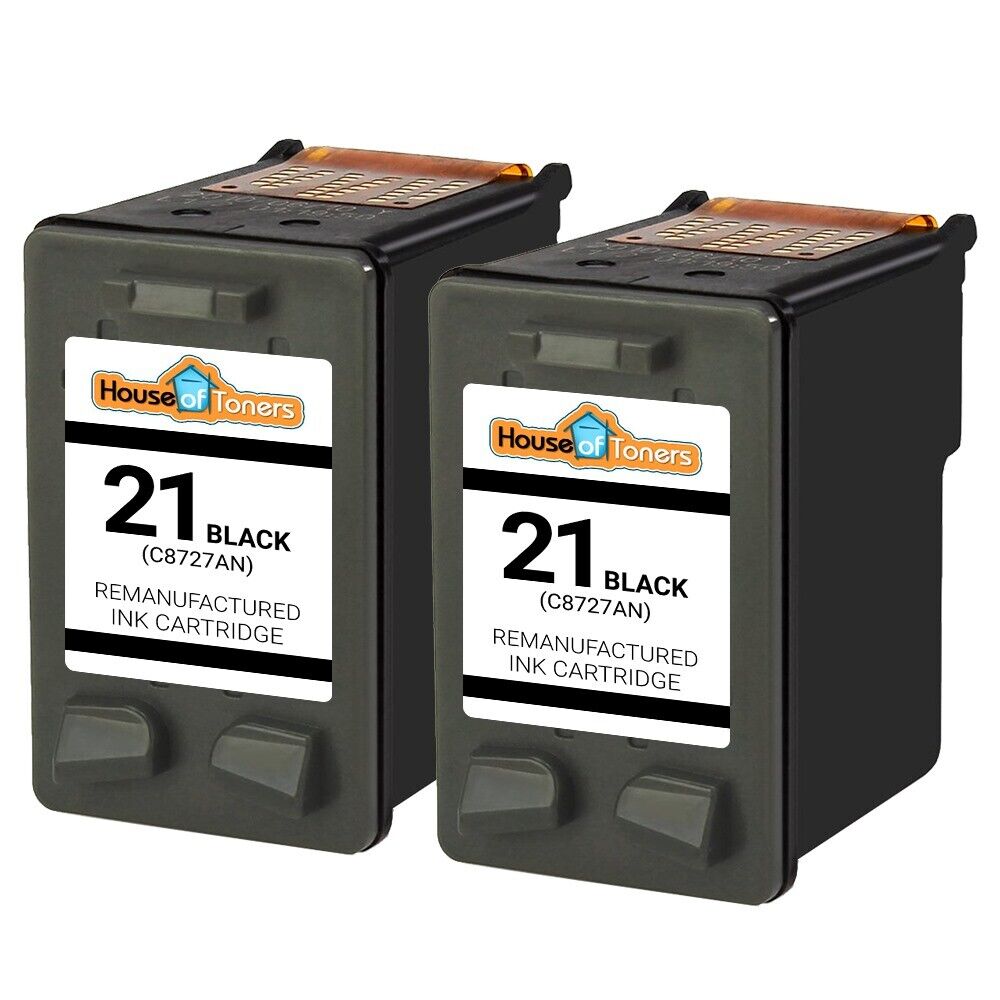 2 PACK for HP 21 Black Ink Cartridges for Deskjet Officejet FAX PSC Series