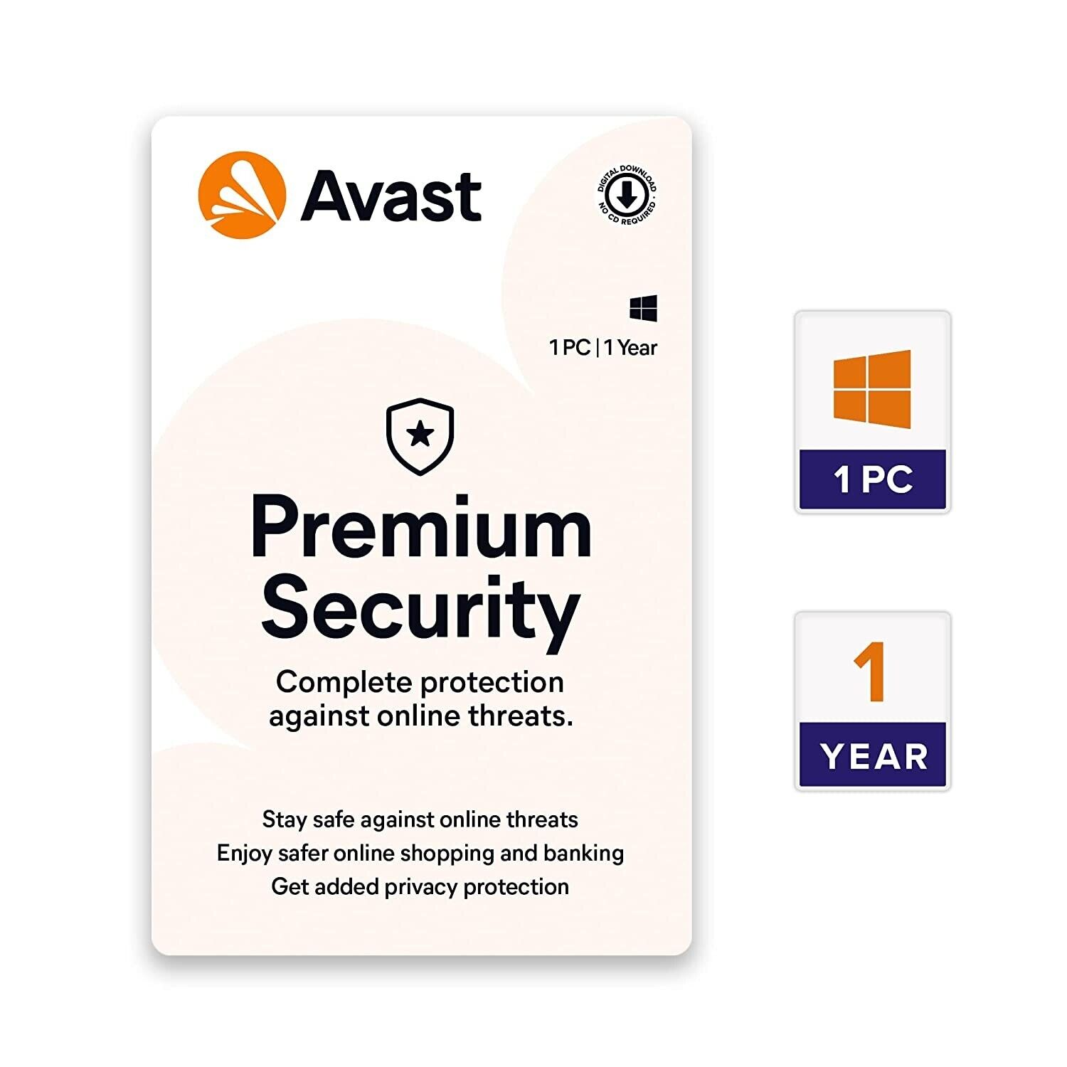 Avast Premium Security 2024 - 1 Device 1 Year - Global Digital Activation Key