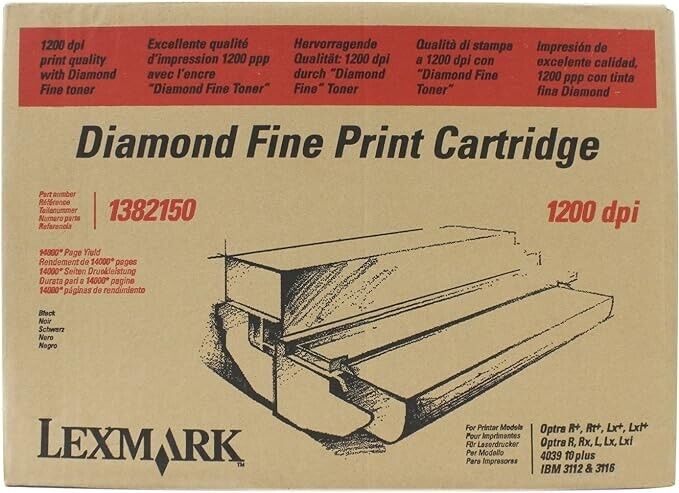 Lexmark 1382150 Diamond Fine Black Print Cartridge 14,000 Page Yield, 1,200DPI