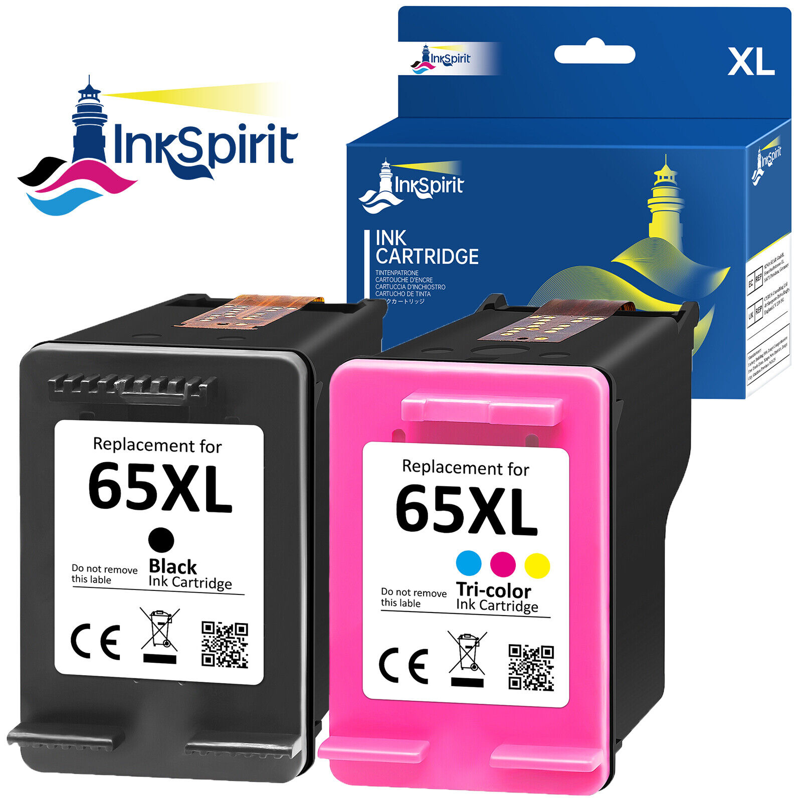 65 XL Ink Replacement for HP DeskJet 2622 2630 2652 3720 ENVY 5052 5055 Printer