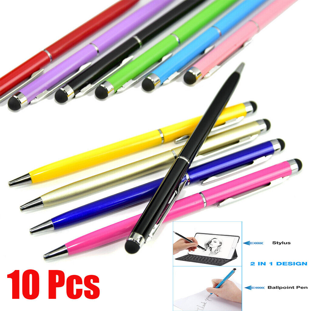 10pcs Lot 2 in1 Touch Screen Stylus Ballpoint Pen for iPad iPhone Samsung Tablet