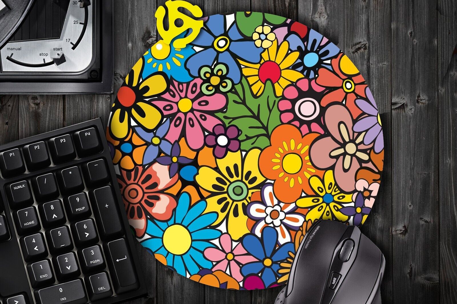Hippie Flower Power #3 Round Mouse Pad Mousepad