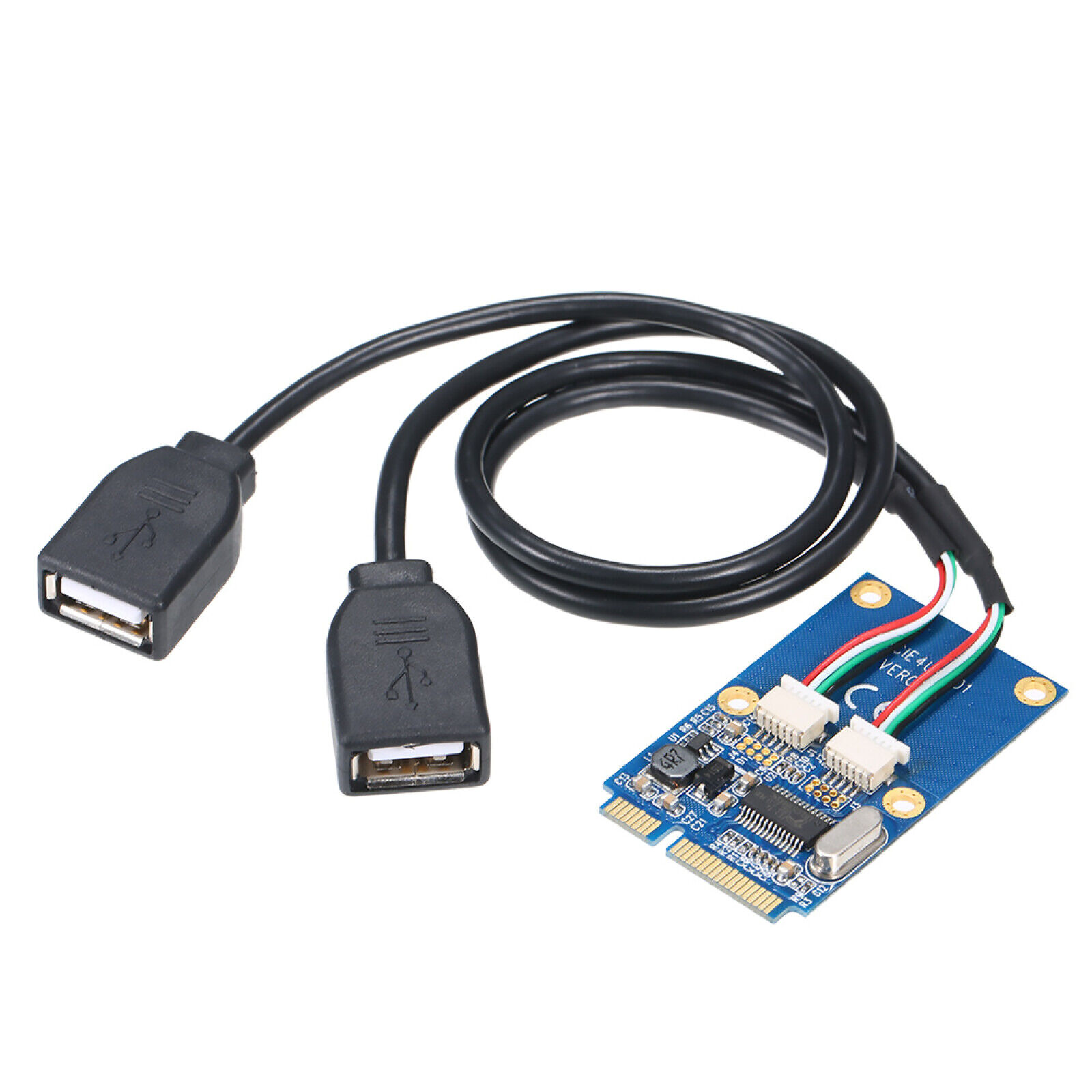 1Pcs Mini PCI-E PCI Express to 5 Pin Dual USB 2.0 Adapter Riser Expansion Card