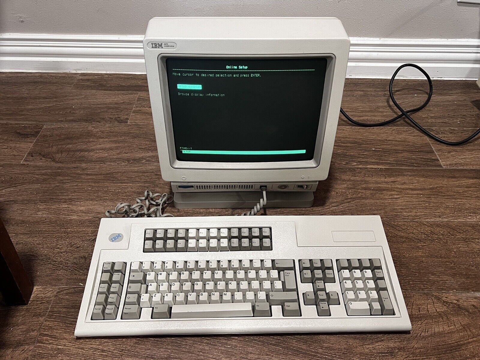 Vintage IBM 3476 Green Twinax Terminal w/ 1395660 Model M Keyboard Working EUC