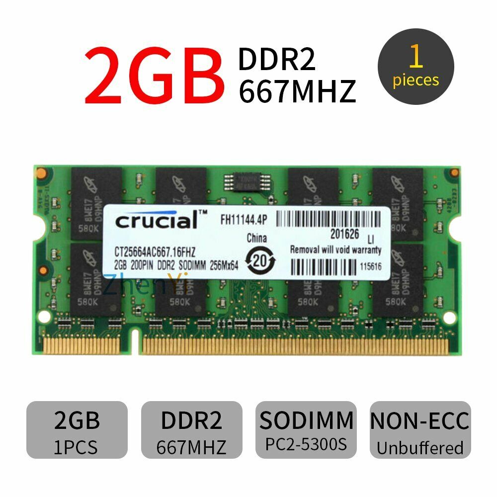 16G 8GB 4GB 2GB DDR2 667MHz PC2-5300 200Pin SODIMM Laptop Memory RAM Crucial LOT