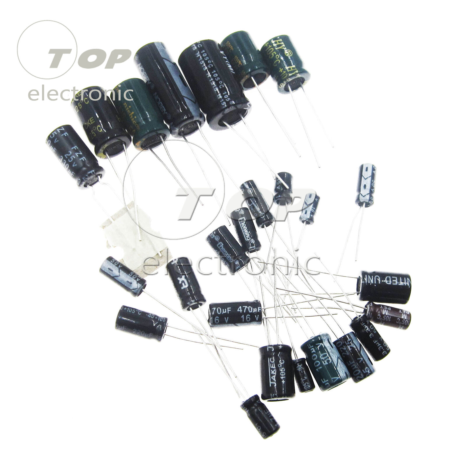 (1uF~2200uF) 25 value 125pcs Electrolytic Capacitors Assortment Kit Assorted Set