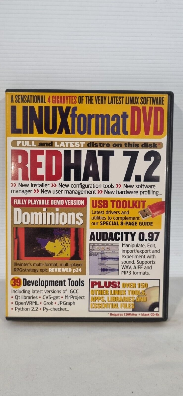 Linux Format DVD Redhat 7.2, 39 Development Tools, Dominions, Audacity